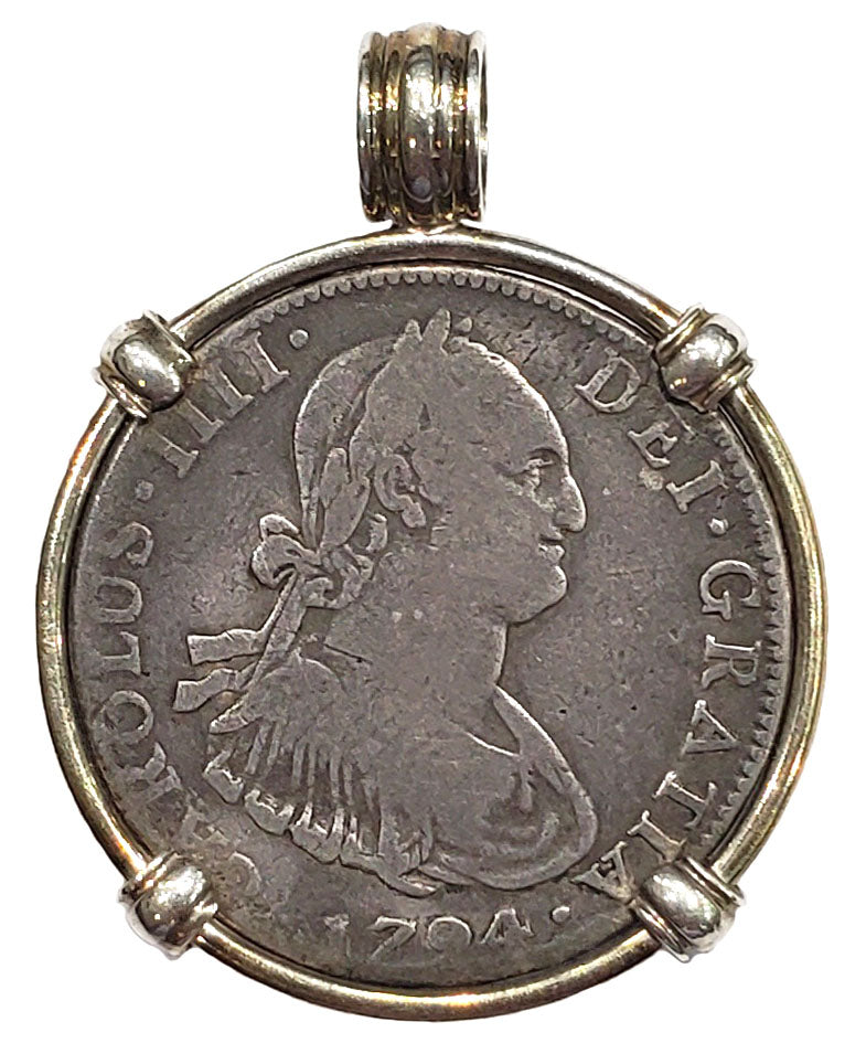 Spanish Portrait Four Reales Dated 1794 Coin Pendant
