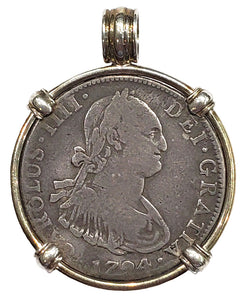 Spanish Portrait Four Reales Dated 1794 Coin Pendant