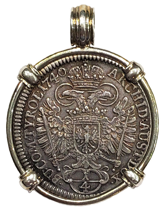 Austria 1/4 Thaler Dated 1740 Coin Pendant