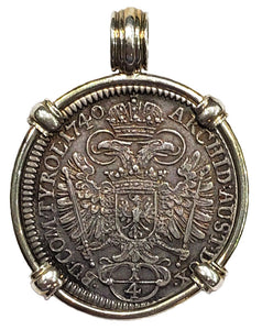 Austria 1/4 Thaler Dated 1740 Coin Pendant