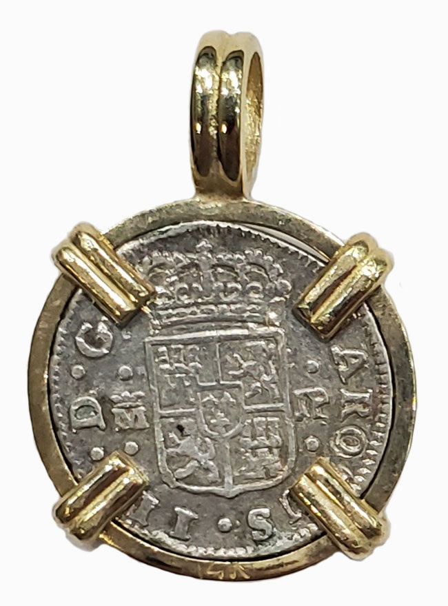 Spanish Half Real Dated 1761 Coin Pendant