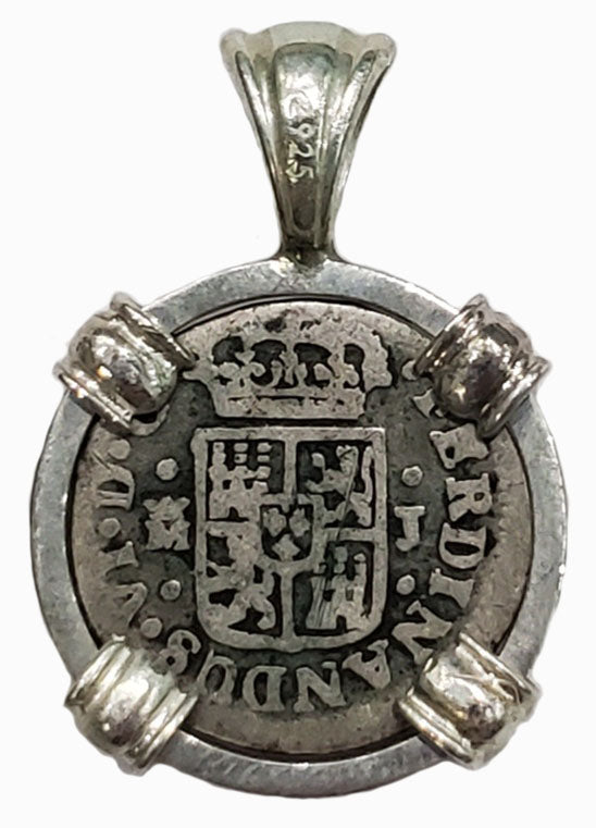 Spanish Half Real Dated 1759 Coin Pendant
