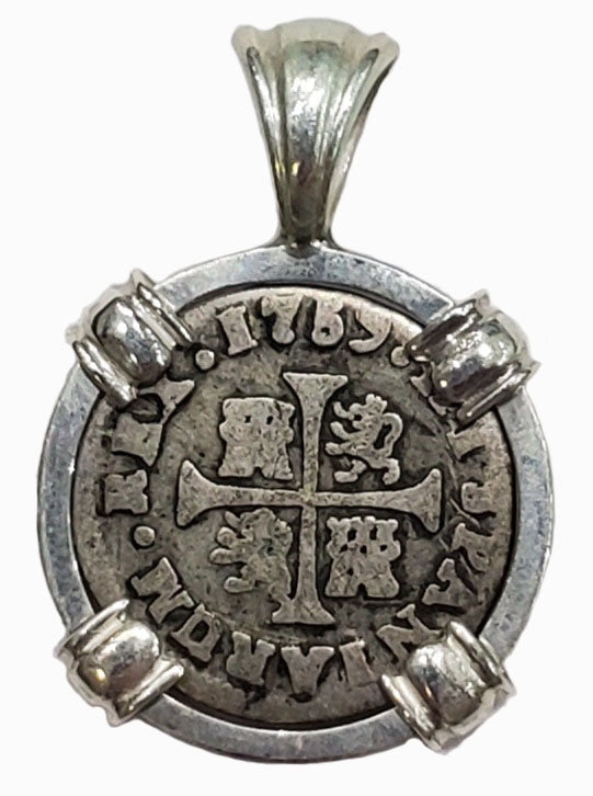 Spanish Half Real Dated 1759 Coin Pendant
