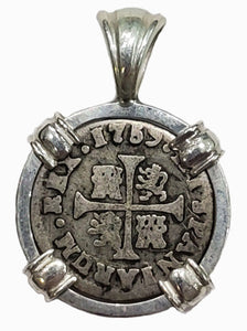 Spanish Half Real Dated 1759 Coin Pendant