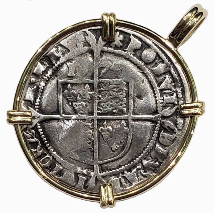 Elizabeth I of England Groat Dated 1575 Coin Pendant