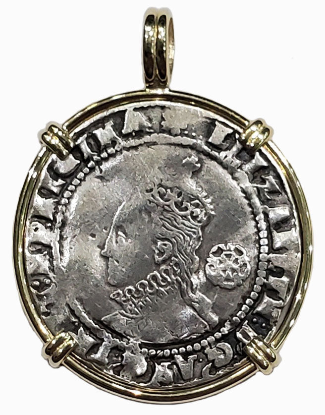 Elizabeth I of England Groat Dated 1575 Coin Pendant