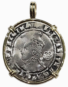 Elizabeth I of England Groat Dated 1575 Coin Pendant