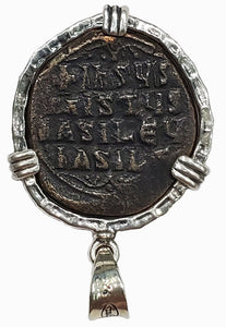 Byzantine Bronze Follis Circa 969-976 AD Coin Pendant