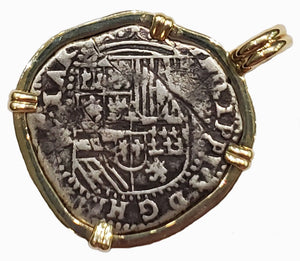 Spanish Cob Four Reales Circa 1600 Coin Pendant