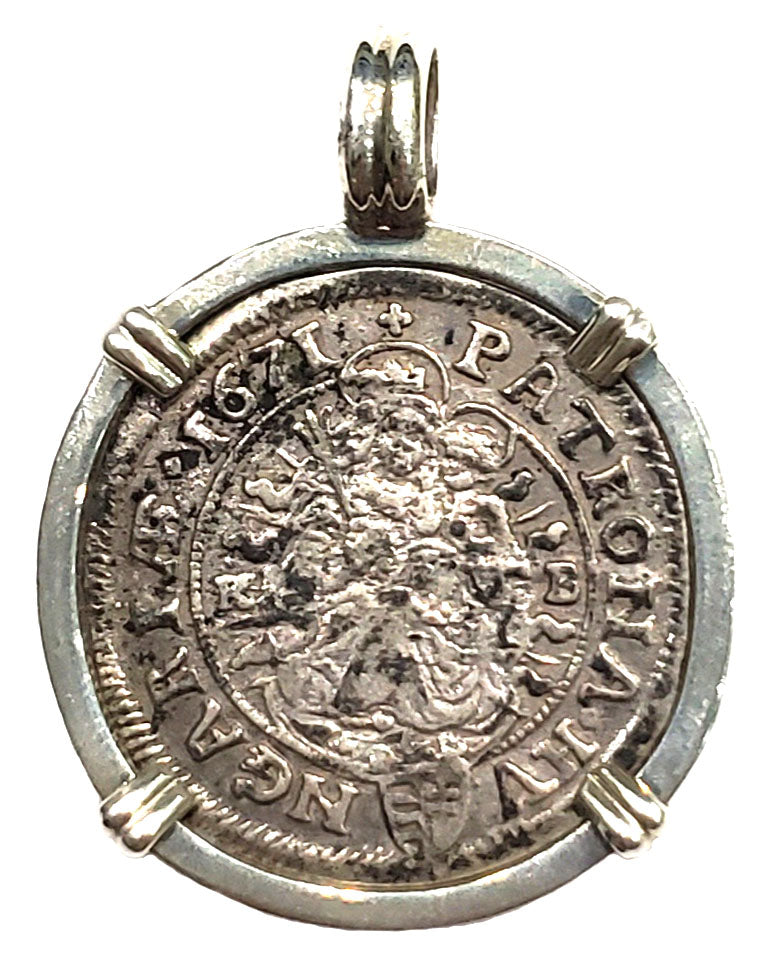 Austria - Hungary 6 Kreuzer Dated 1671 Coin Pendant