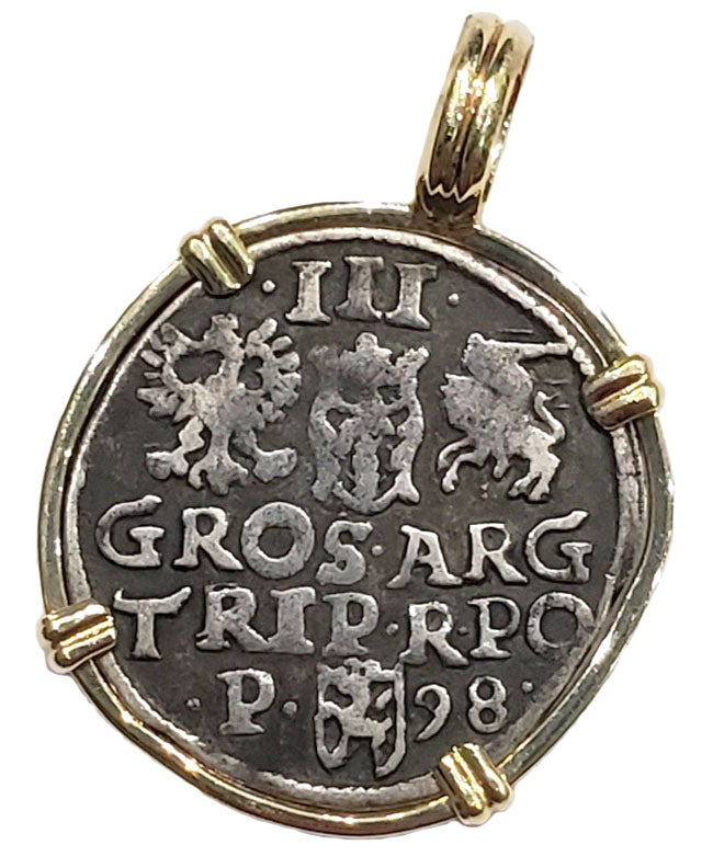 Polish Silver Trojak - 3 Groschen Dated 1598 Coin Pendant