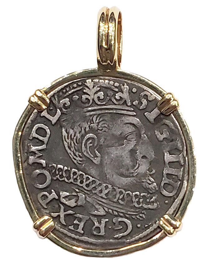 Polish Silver Trojak - 3 Groschen Dated 1598 Coin Pendant