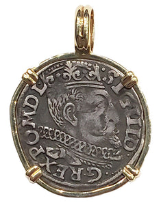 Polish Silver Trojak - 3 Groschen Dated 1598 Coin Pendant