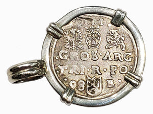 Poland - Silver Trojak - 3 Groschen Dated 1598 Coin Pendant