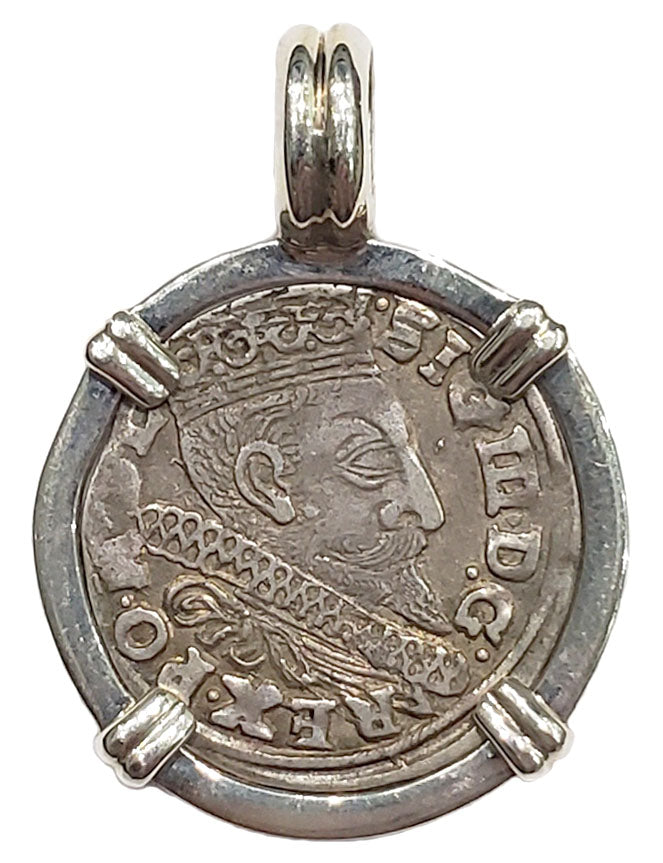 Poland - Silver Trojak - 3 Groschen Dated 1598 Coin Pendant