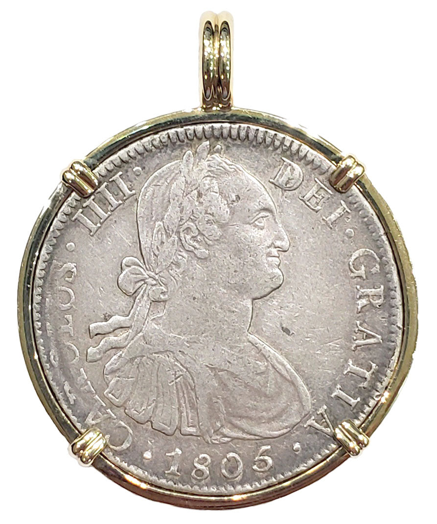 Spanish Eight Reales Dated 1805 Coin Pendant