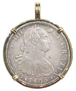 Spanish Eight Reales Dated 1805 Coin Pendant