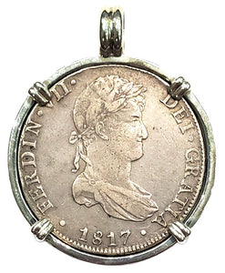 Spanish Eight Reales Dated 1817 Coin Pendant
