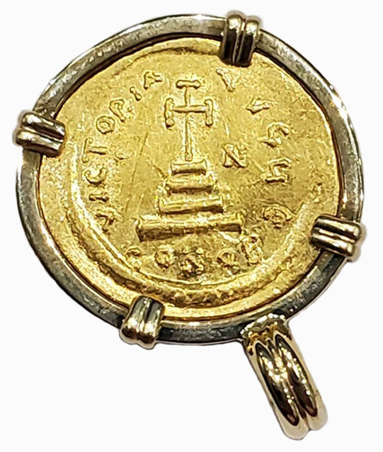 Byzantine Empire - Heraclius Gold Solidus 614-615 AD Coin Pendant