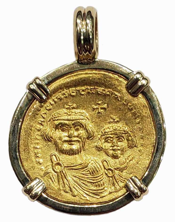 Byzantine Empire - Heraclius Gold Solidus 614-615 AD Coin Pendant