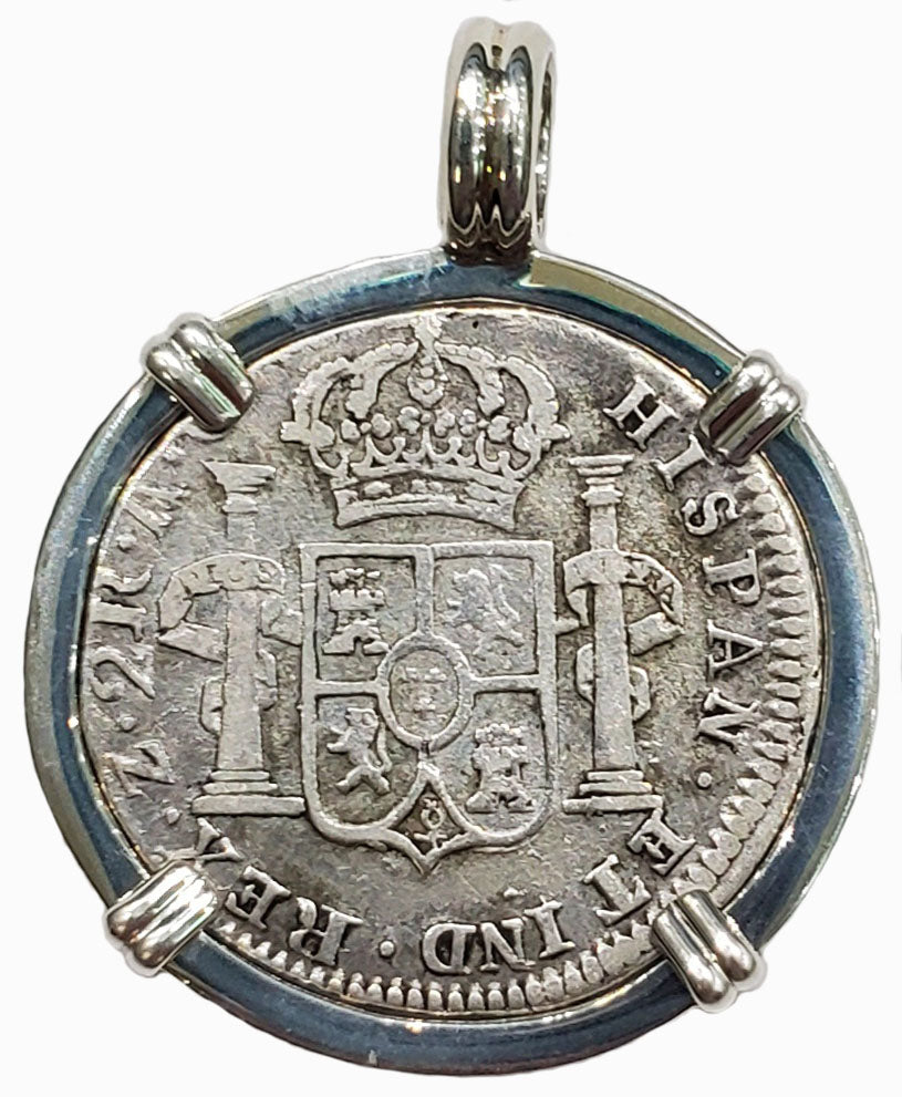 Spanish Portrait 2 Reales Dated 1820 Coin Pendant