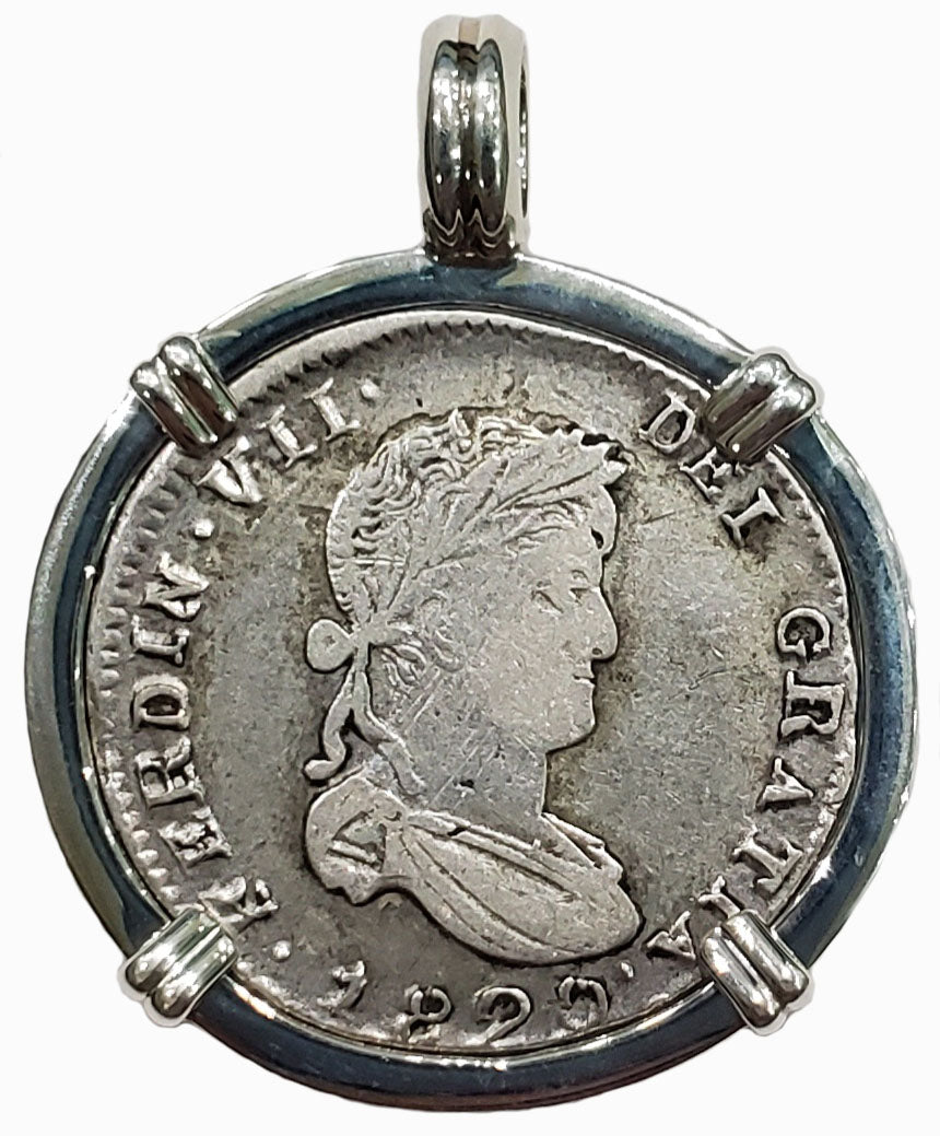 Spanish Portrait 2 Reales Dated 1820 Coin Pendant