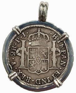Spanish Portrait 2 Reales Dated 1818 Coin Pendant