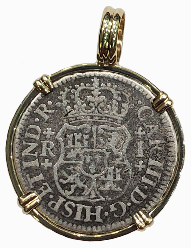 Spanish Pillar One Real Dated 1767 Coin Pendant