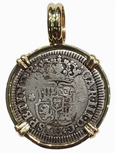 Spanish Pillar Half Real Dated 1769 Coin Pendant