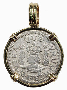 Spanish Pillar Half Real Dated 1762 Coin Pendant