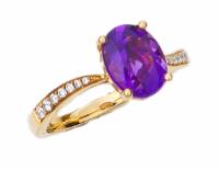 2.08 tcw Amethyst and Diamonds Ring