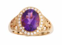 2.92 tcw Amethyst and Diamonds Ring