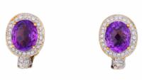 6.10 tcw Amethyst and Diamond French Clip Earrings