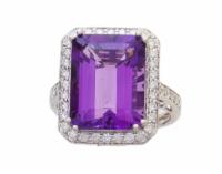 10.75 carats Amethyst and Diamonds Ring