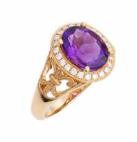 2.92 tcw Amethyst and Diamonds Ring
