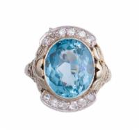 Vintage 1940's Aquamarine and Diamond Ring