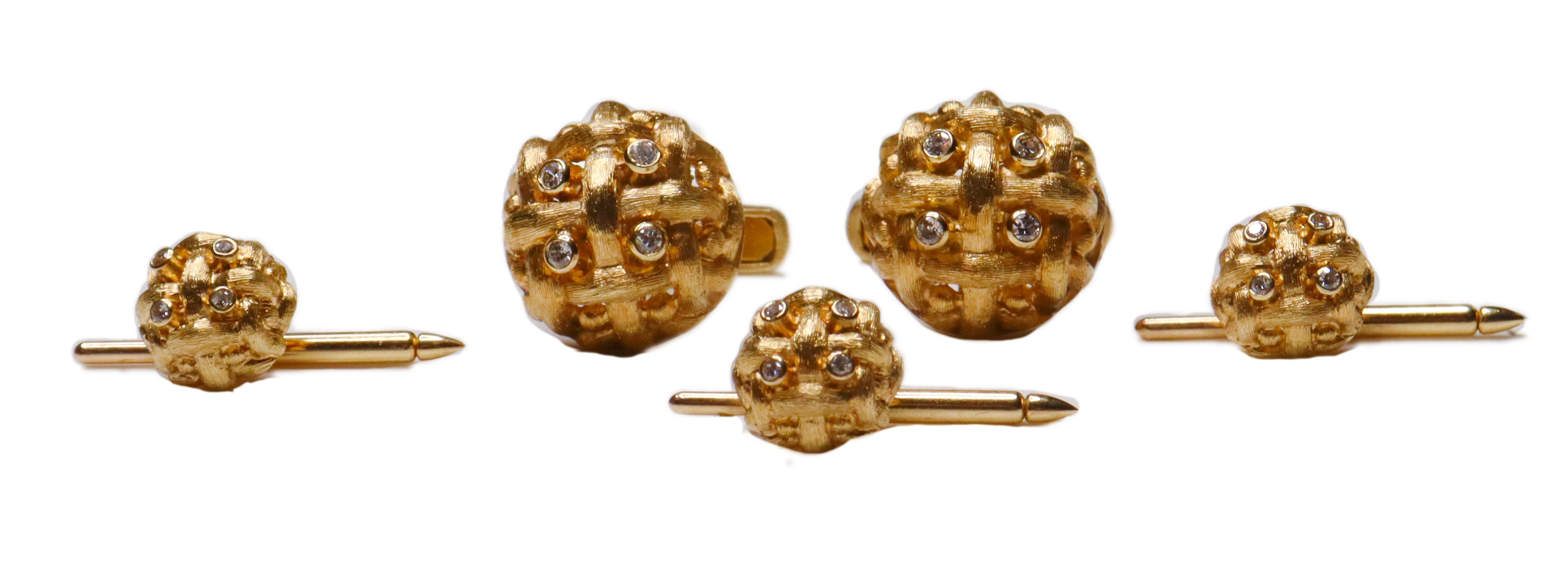 Vintage Diamond and Gold Cufflinks and Tuxedo Studs