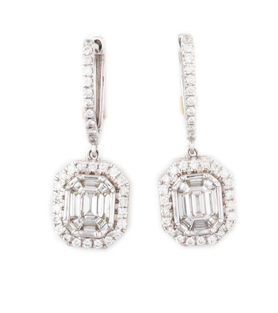 1.24 tcw Diamond Cluster Design Earrings