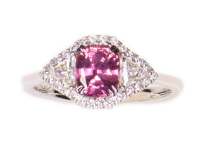1.66 tcw GIA certified Pink Sapphire and Diamond Ring