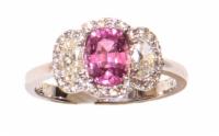 1.66 tcw Diamonds and a GIA Certified Pink Sapphire Ring