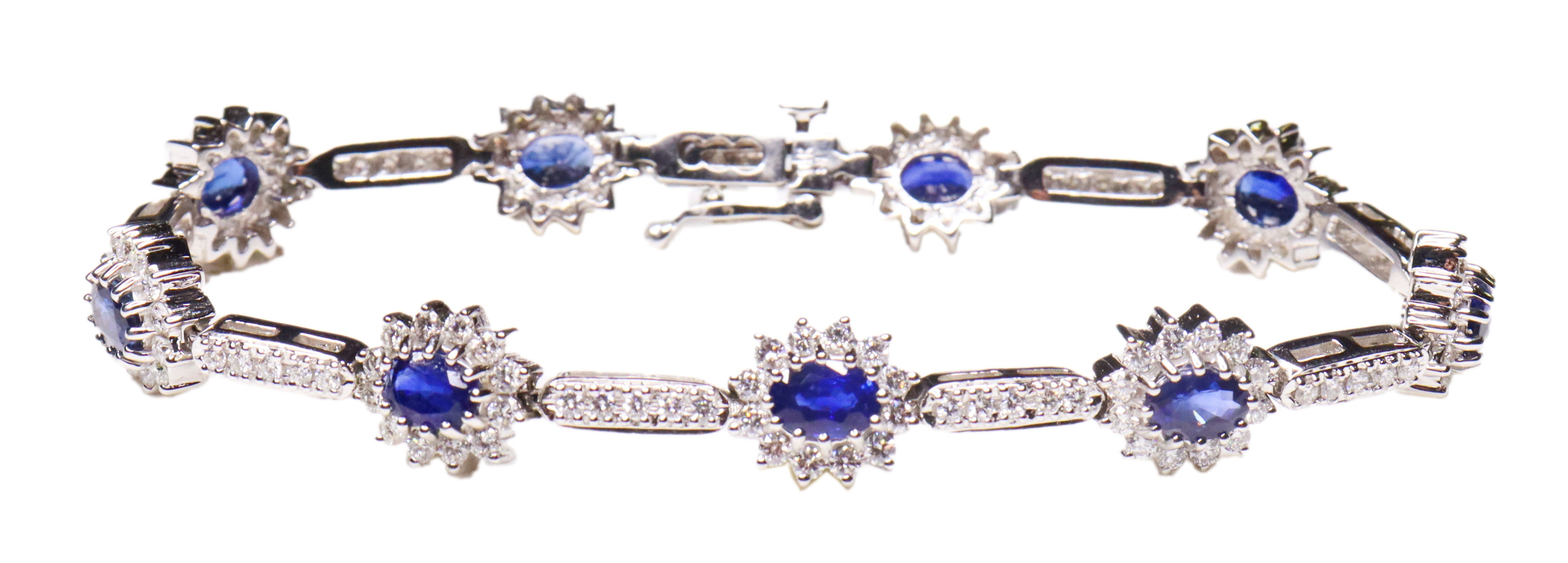8.81 tcw Blue Sapphire and Diamond Bracelet