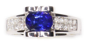 2.08 tcw Ceylon Sapphire and Diamond Ring