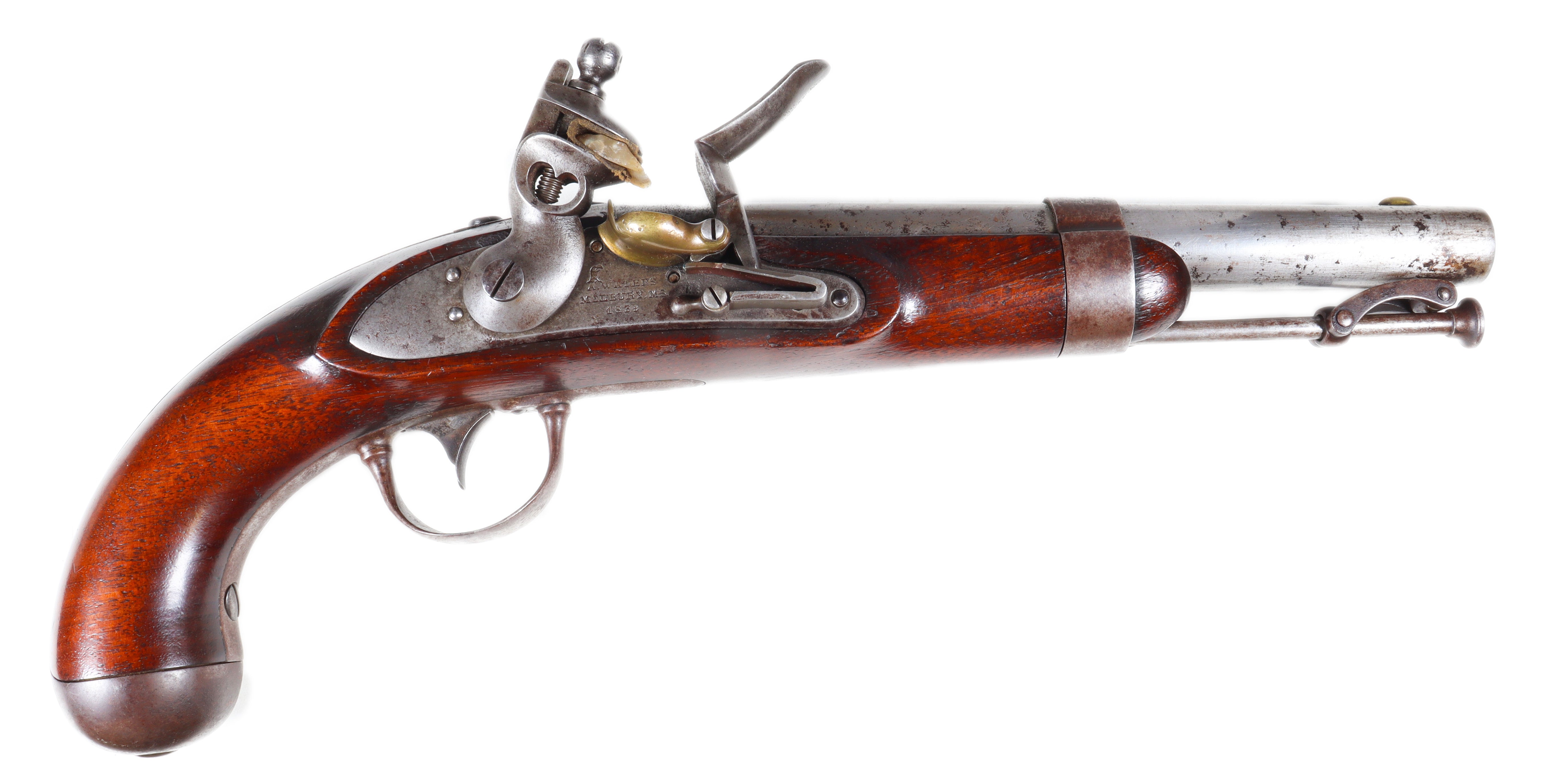 Asa Waters, Massachusetts -  Model 1836 U.S. Flintlock Pistol Dated 1839