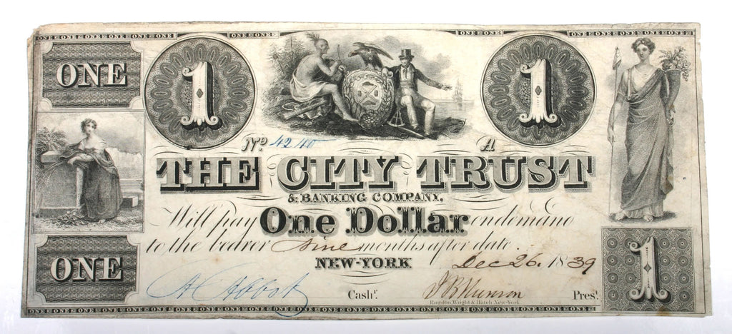 New York $1 Note Dated 1839